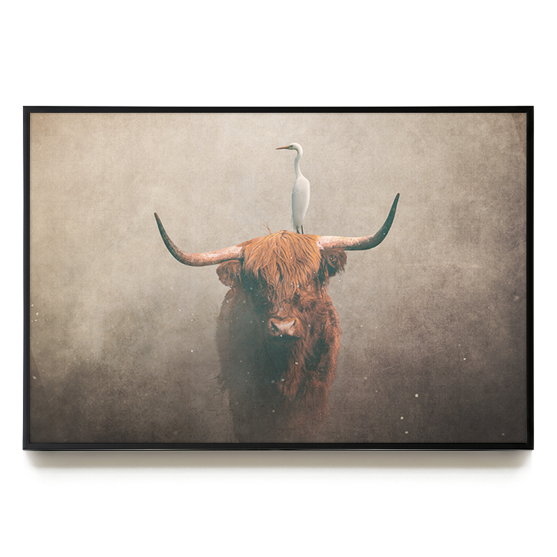 Highland Cow with Heron Light LS EU