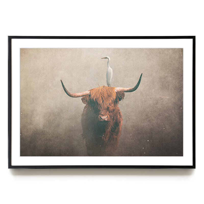 Highland Cow with Heron Light LS EU