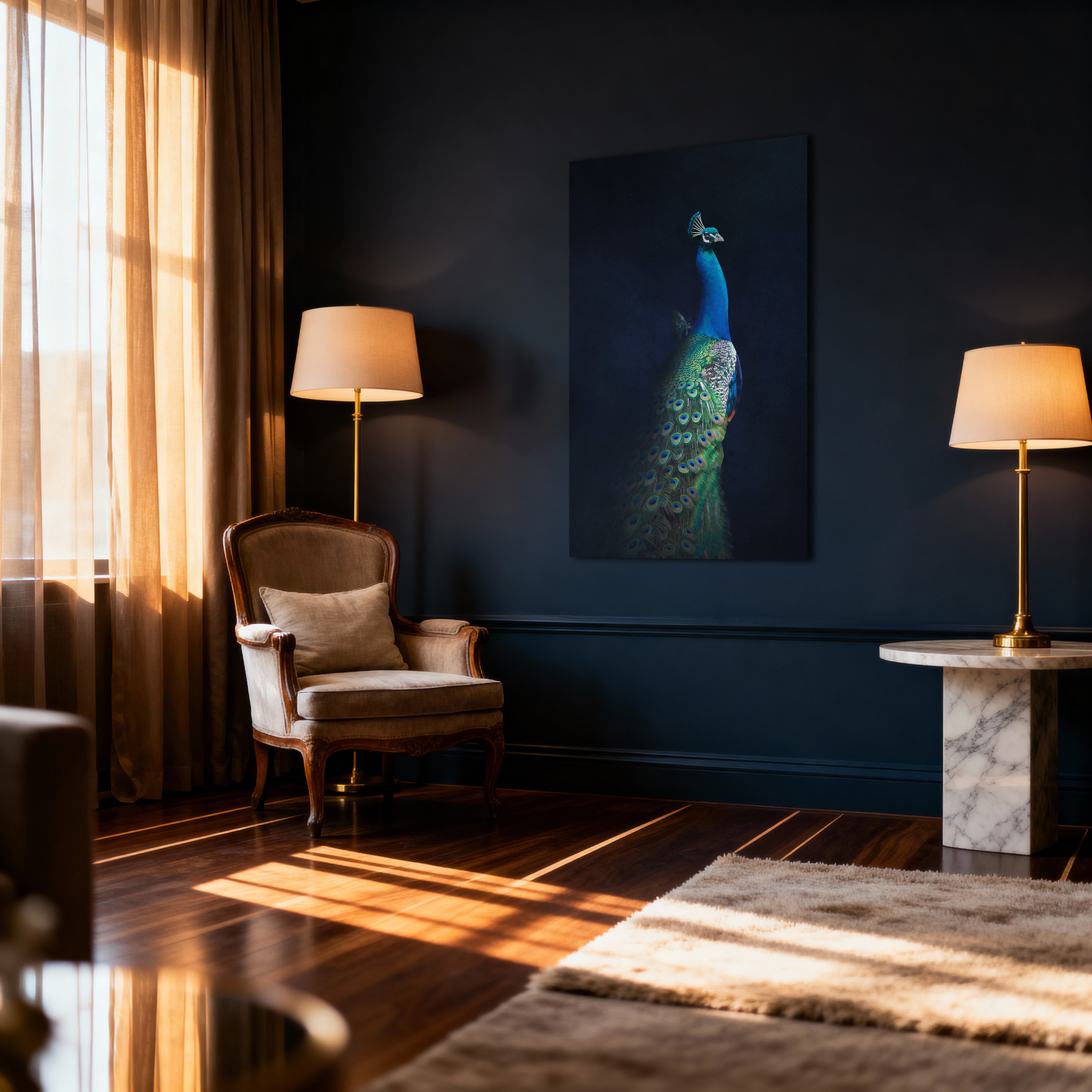 Peacock with Butterfly