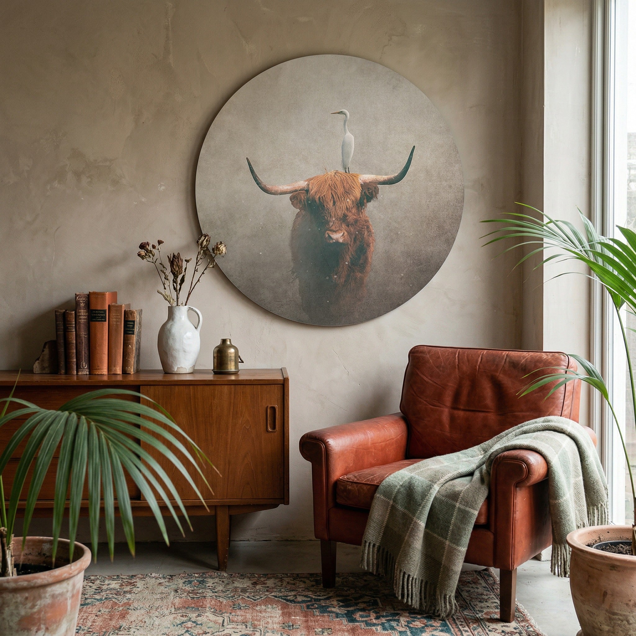 Highland Cow with Heron Light RND