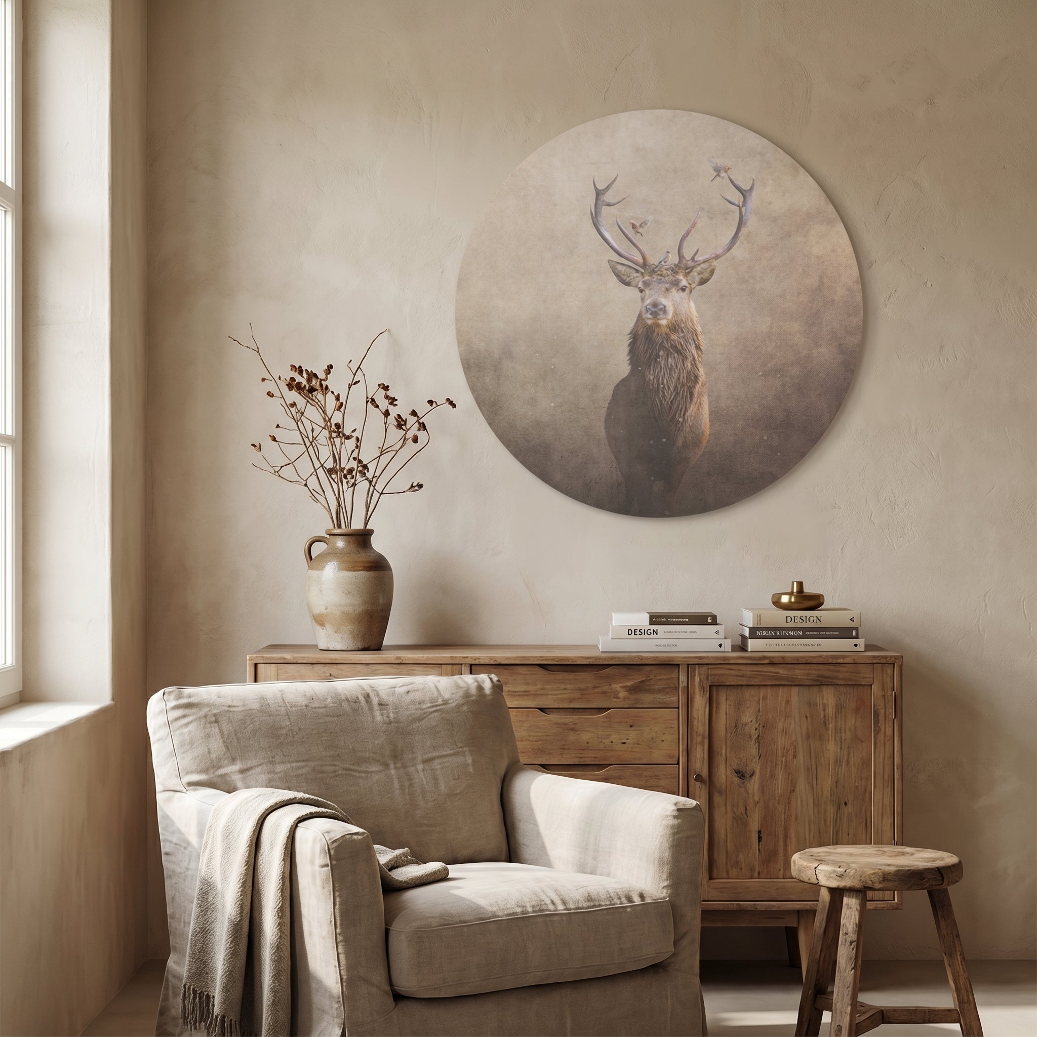 Deer with Birds Light RND