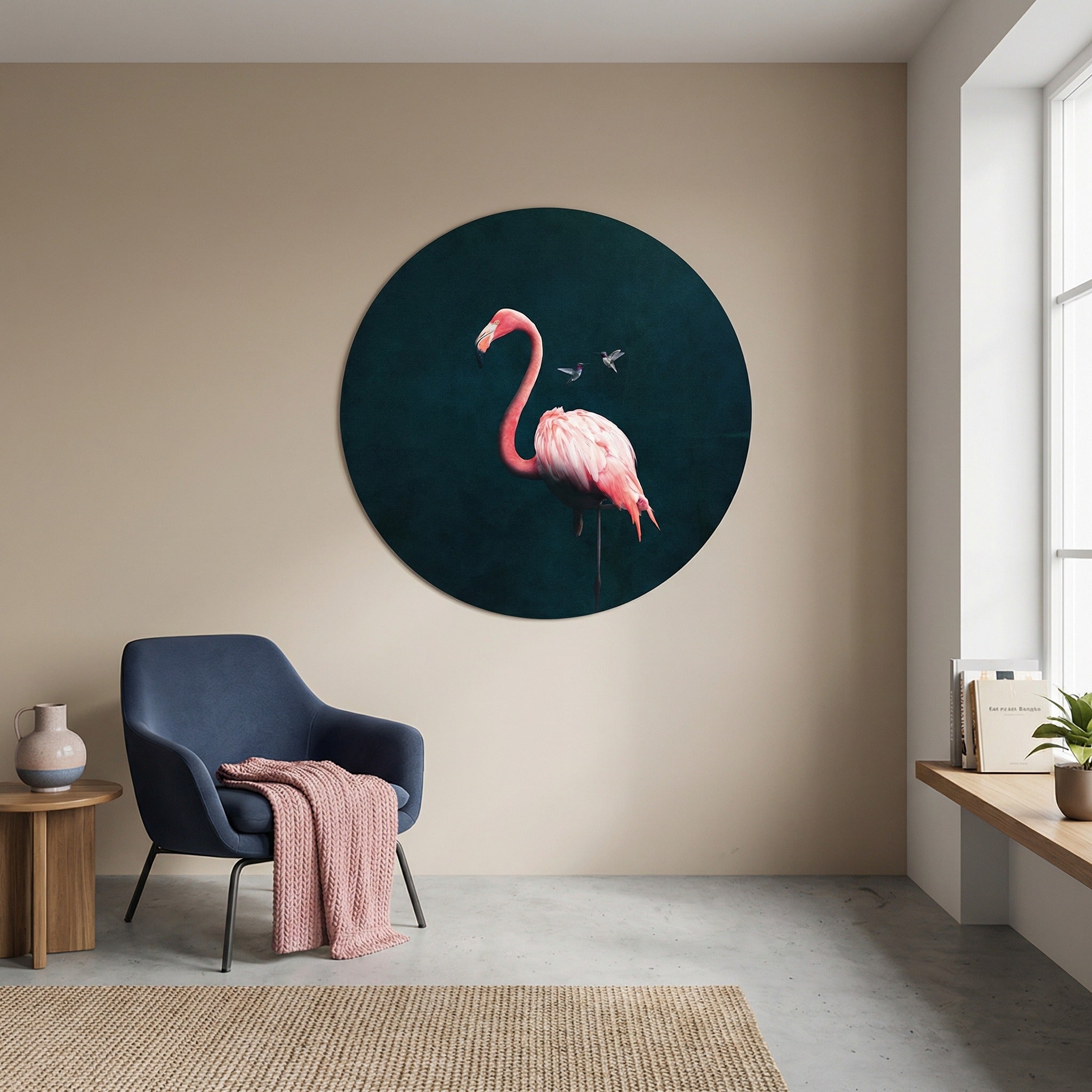 Flamingo with Hummingbirds RND