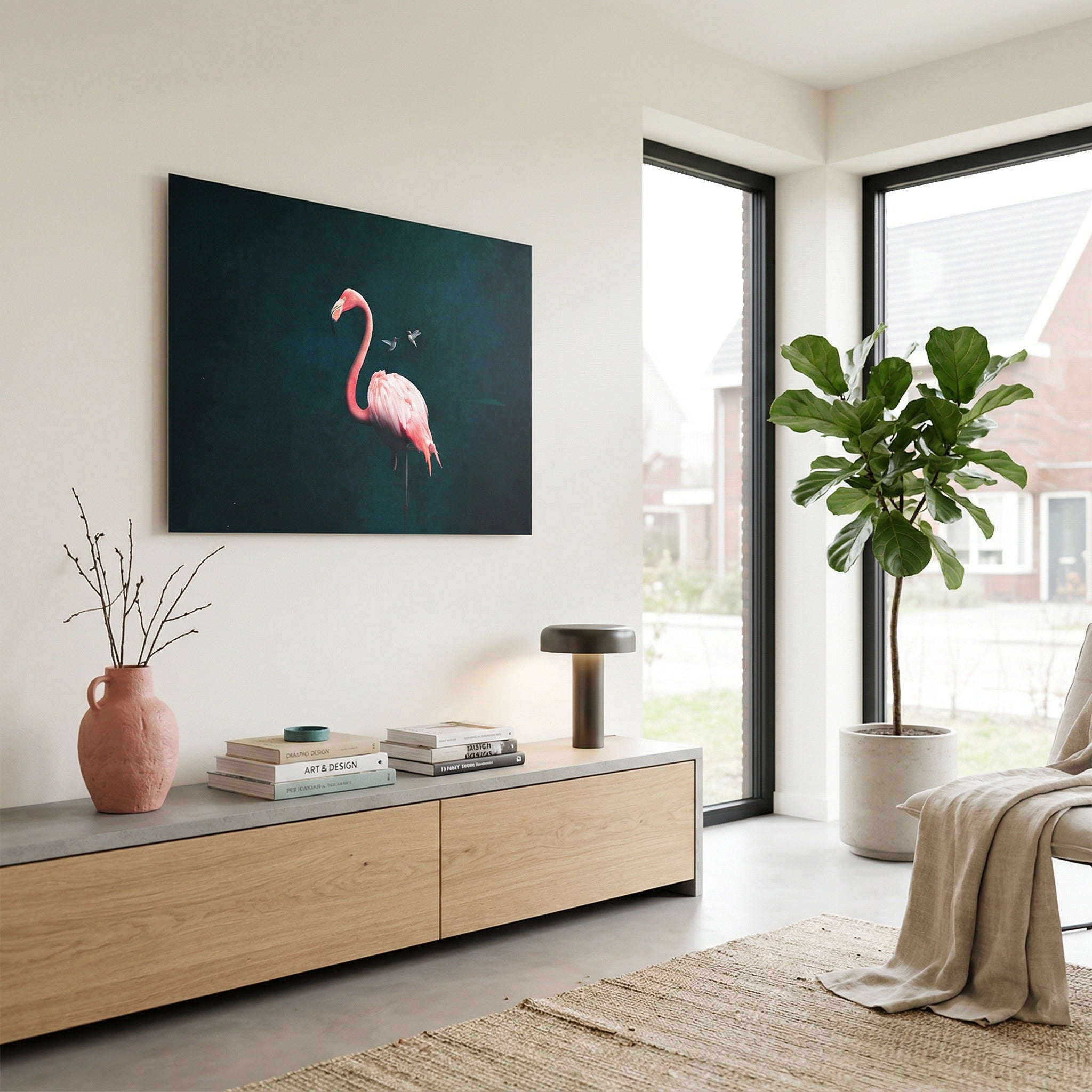 Flamingo with Hummingbird LS