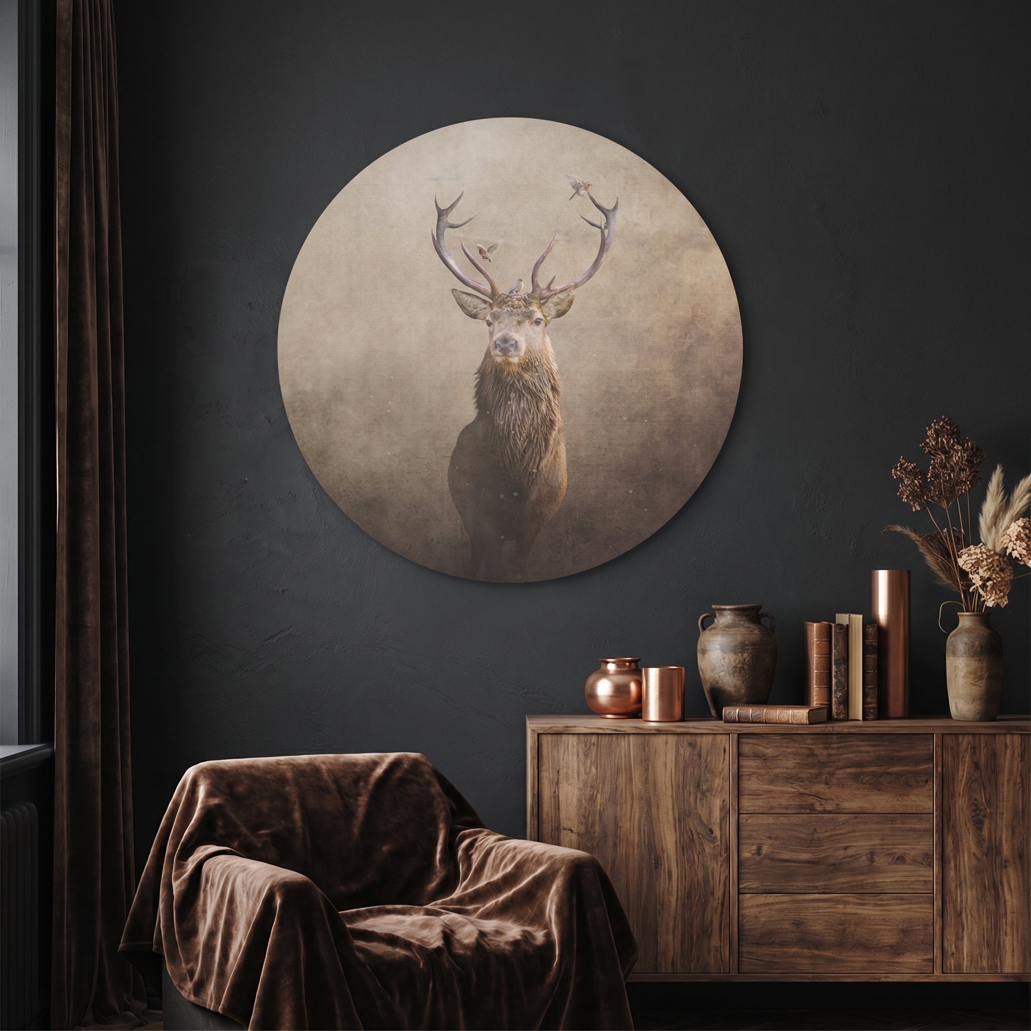 Deer with Birds Light RND