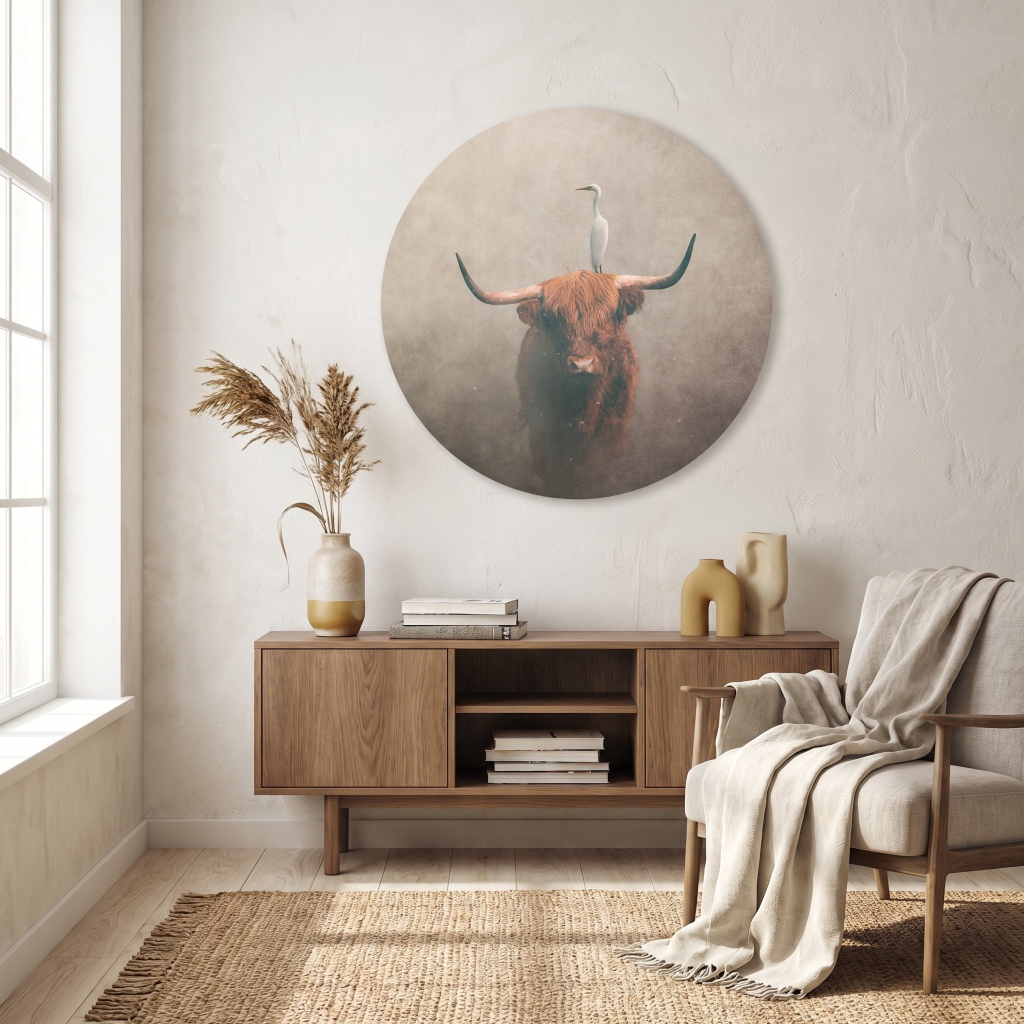 Highland Cow with Heron Light RND