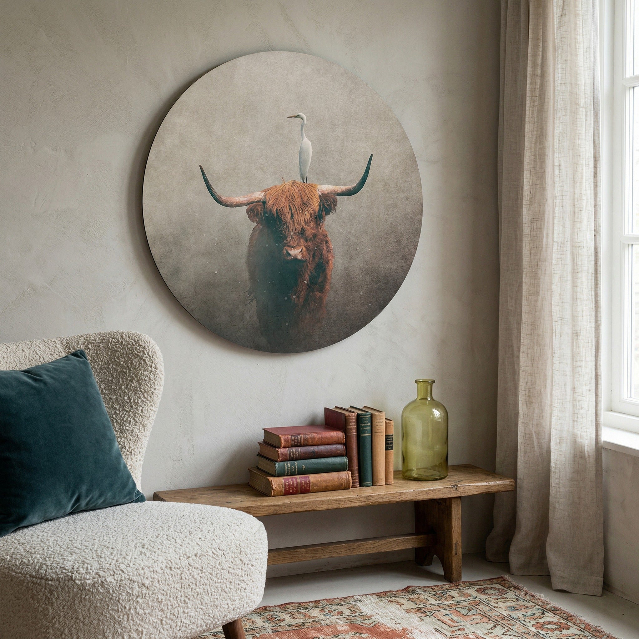 Highland Cow with Heron Light RND