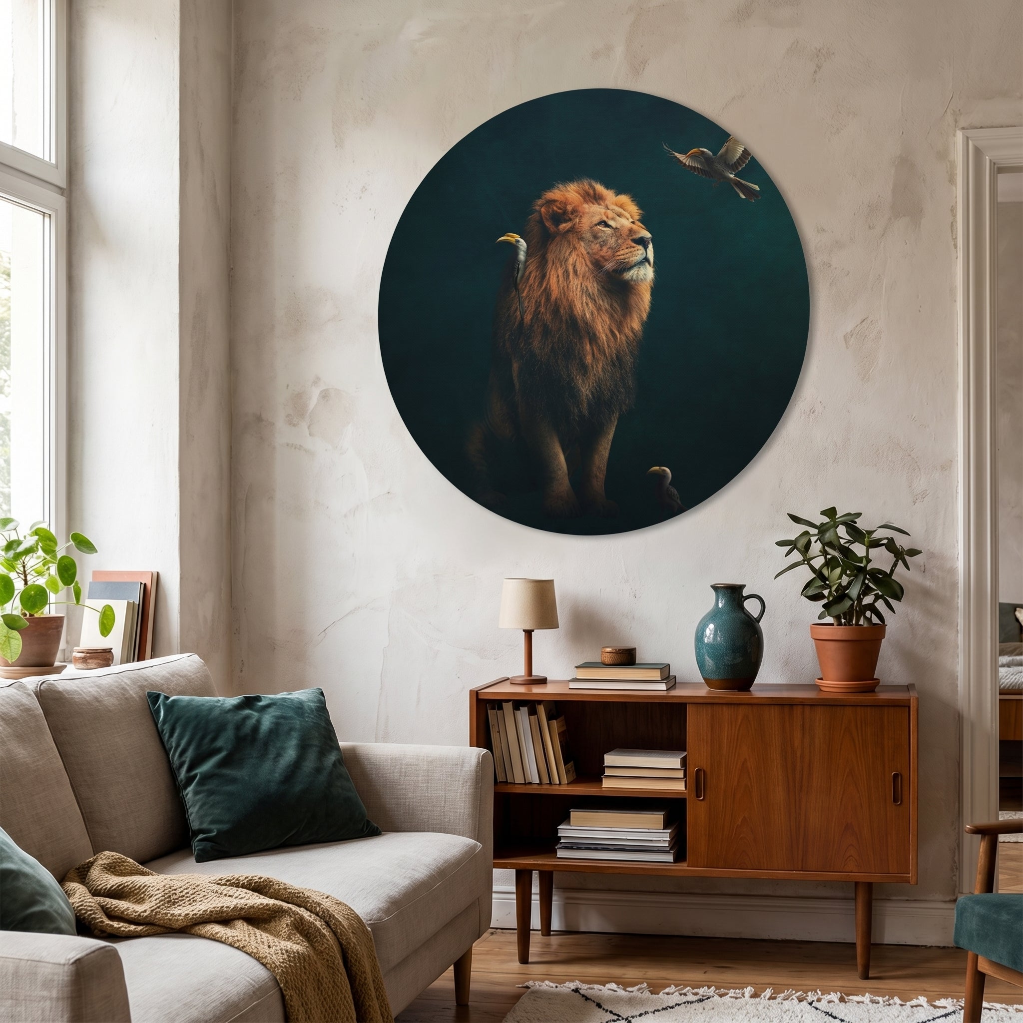 Lion with Hornbills RND