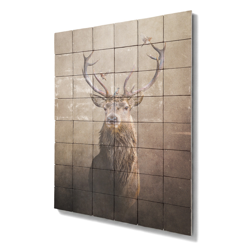 Tegel Tableau Deer with Birds Light