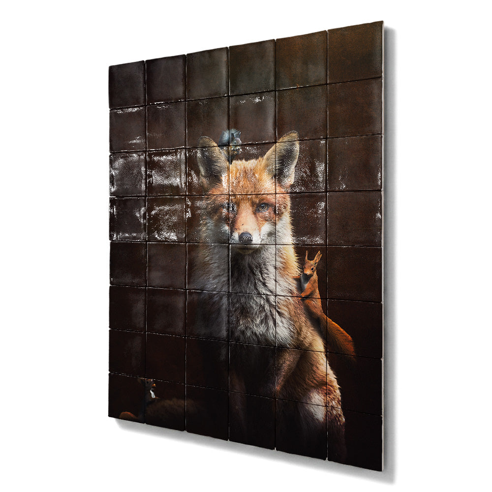 Tegel Tableau Fox with Squirrels
