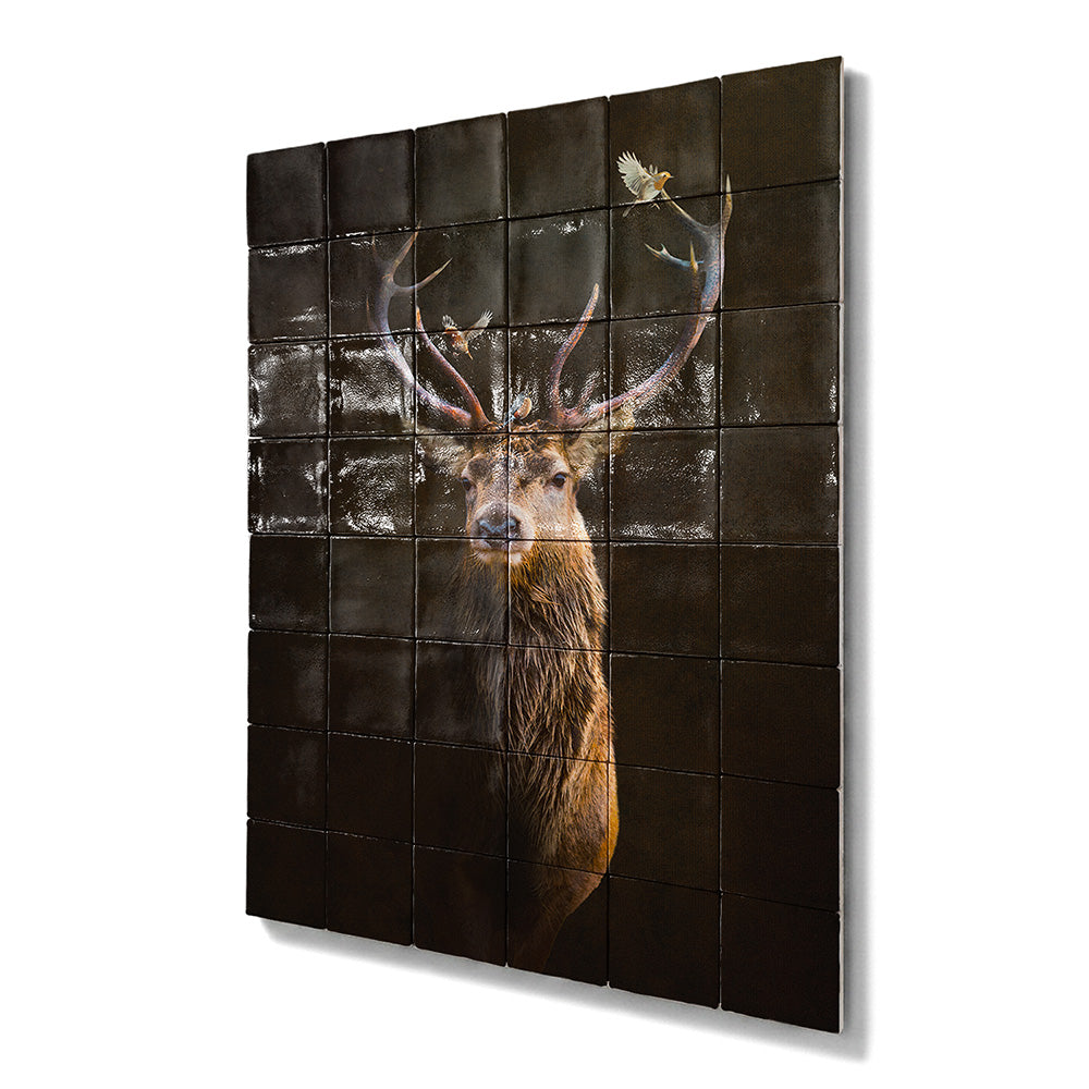 Tegel Tableau Deer with Birds