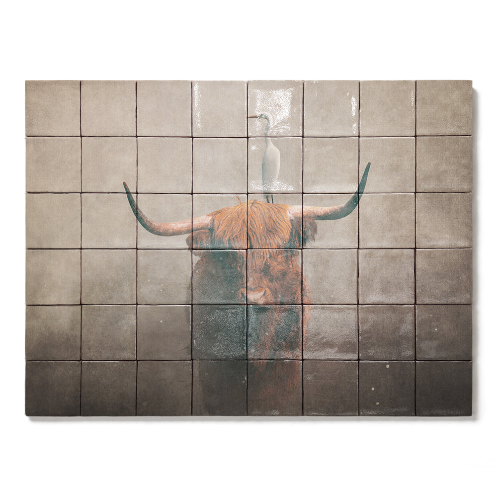 Tegel Tableau Highland Cow with Heron Light LS