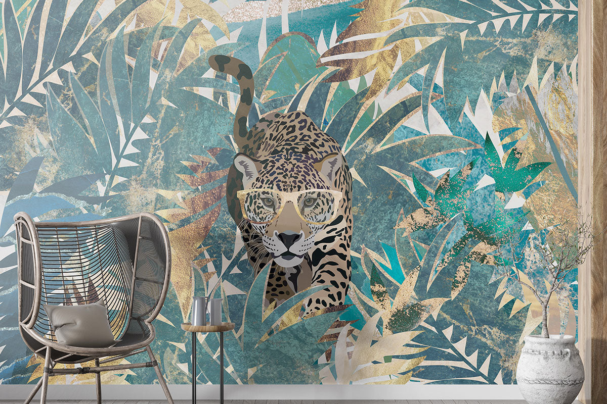 Jaguar Jungle Landscape Mural