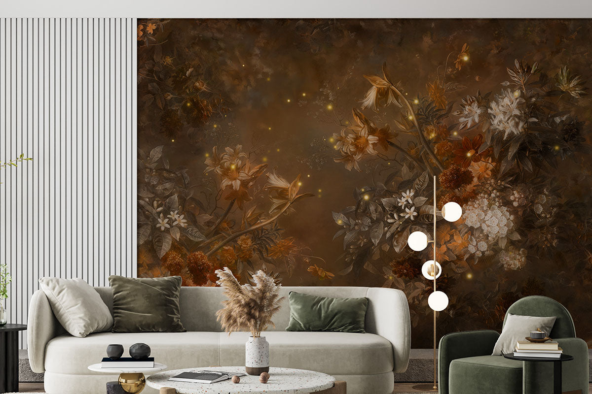 Fireflies in Golden Garden Wallpaper