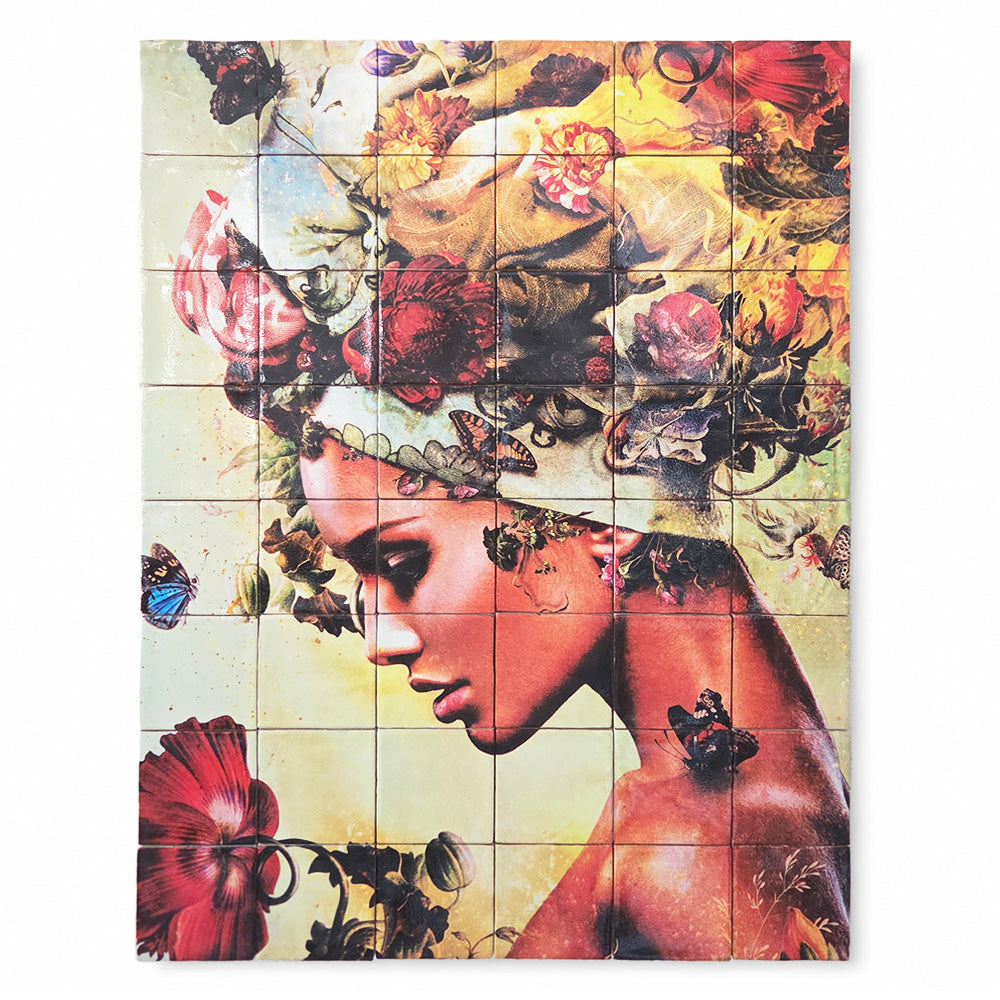 Tegel Tableau - Flower Woman 4 (60 x 80 cm)