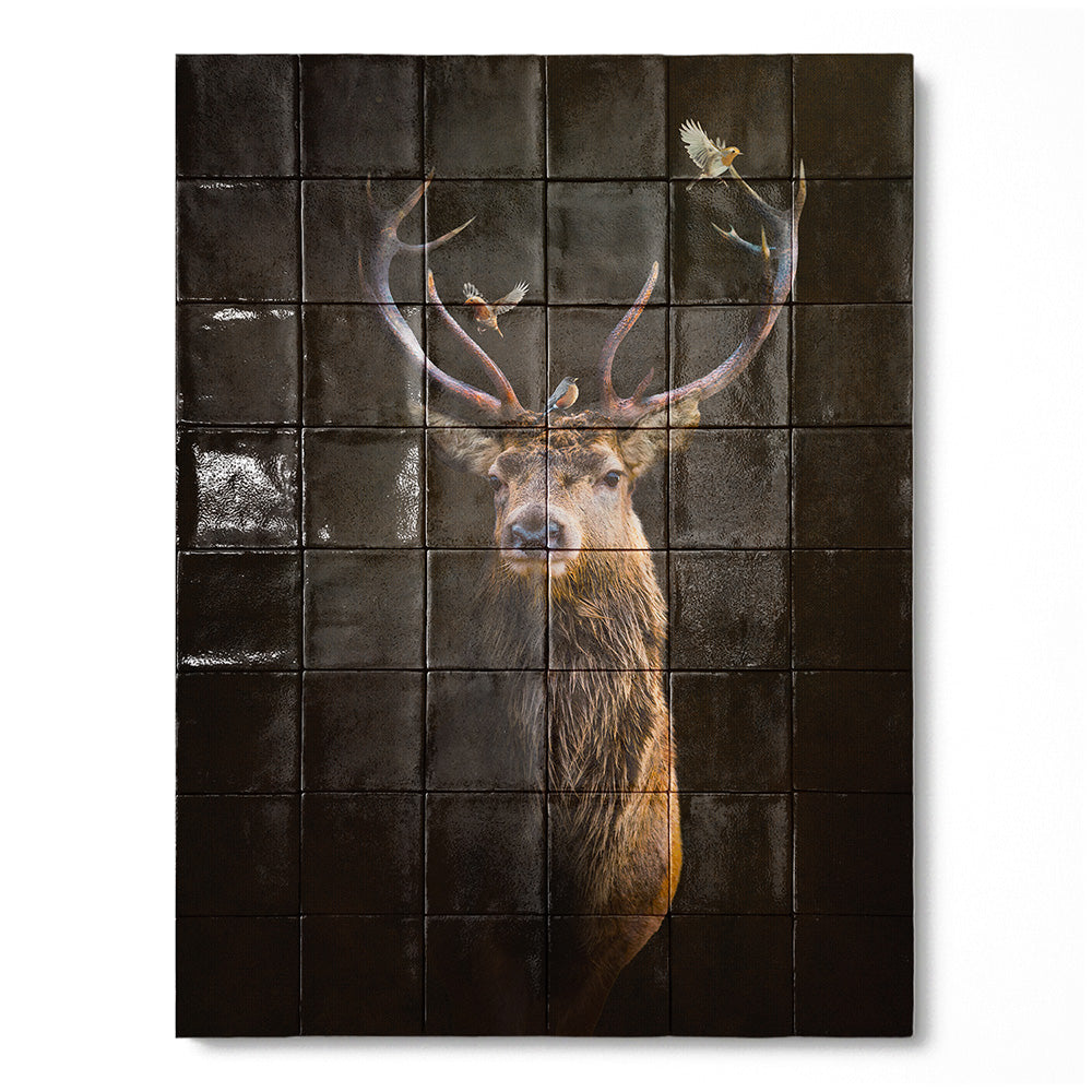 Tegel Tableau Deer with Birds