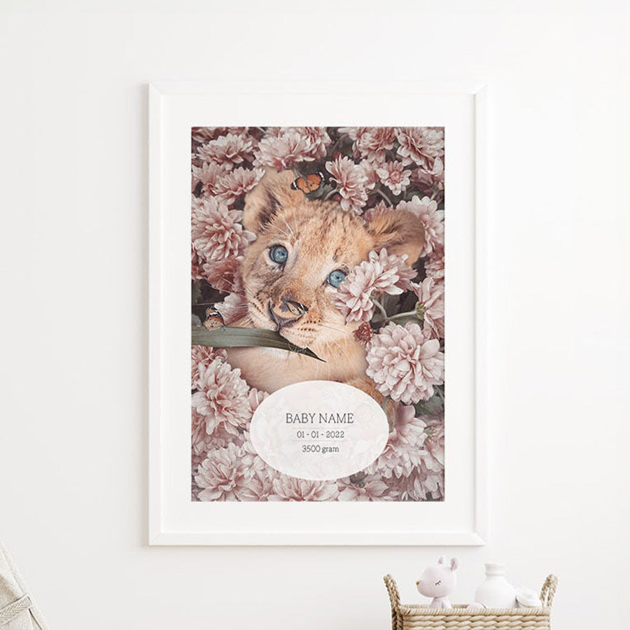 Birth Poster Lion Red