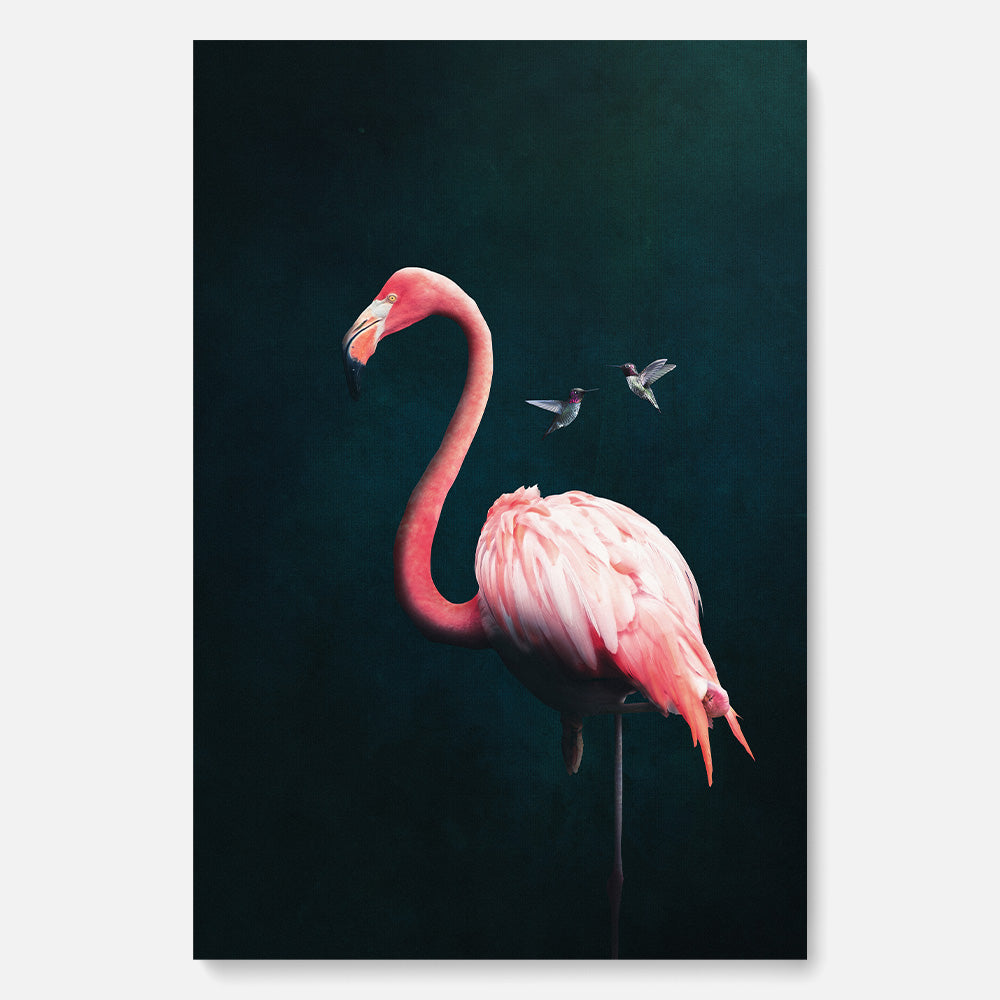 Flamingo with Hummingbirds