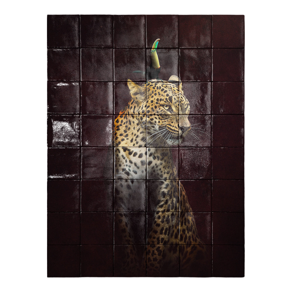Tegel Tableau Leopard with Toucan