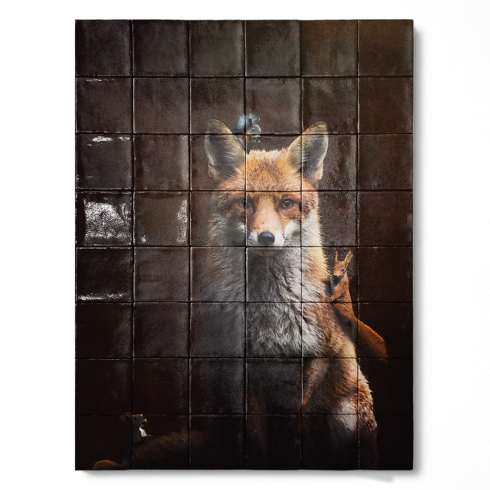 Tegel Tableau Fox with Squirrels