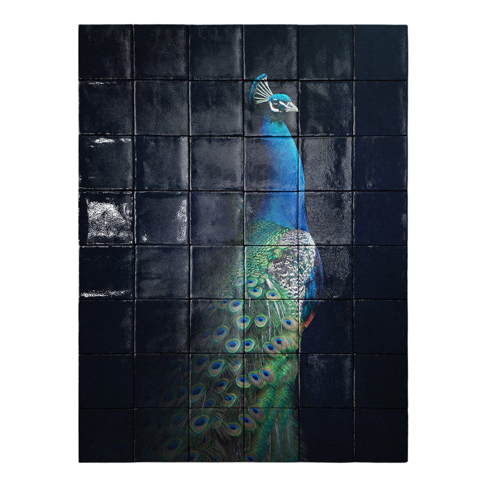 Tegel Tableau Peacock with Butterfly