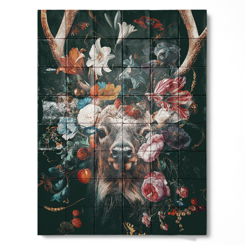 Tegel Tableau Floral Deer