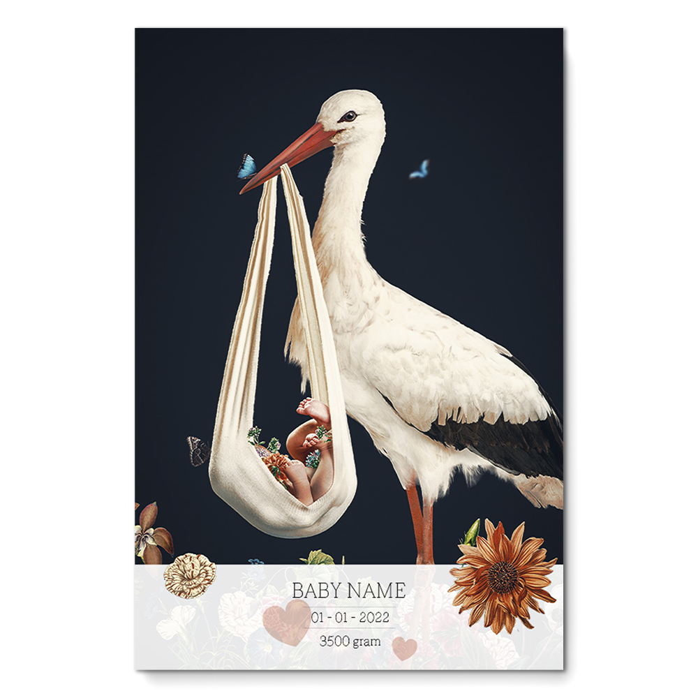 Birth Poster Stork Blue