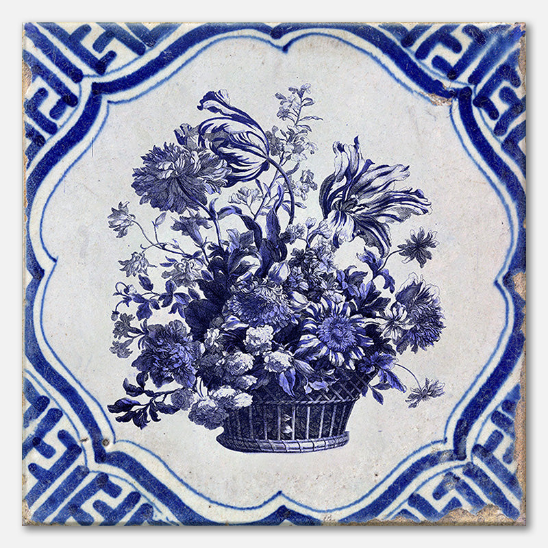 Fliesenbild Delfter Blau Blumenstillleben